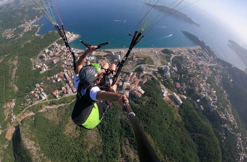 Becici Beach: Tandem Paragliding Flight in Budva Riviera - The takeoff and first moments in the air