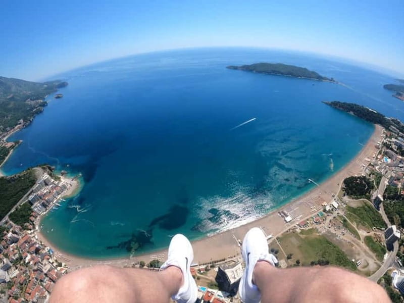Becici Beach: Tandem Paragliding Flight in Budva Riviera - Getting ready at the hilltop launch site