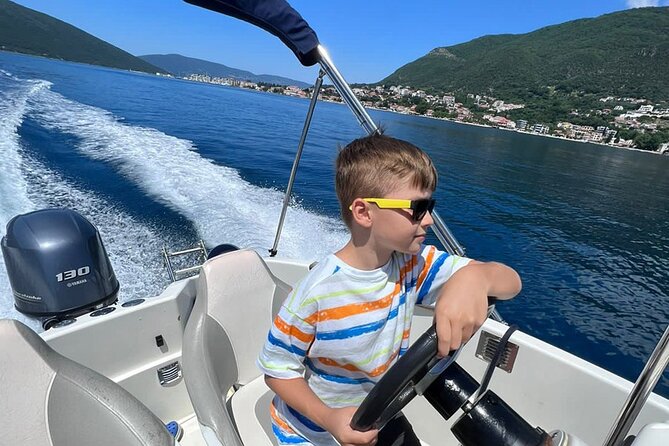 Blue Cave 3 hours PRIVATE tour with modern speedboat - Our Lady of the Rocks and the view toward Perast