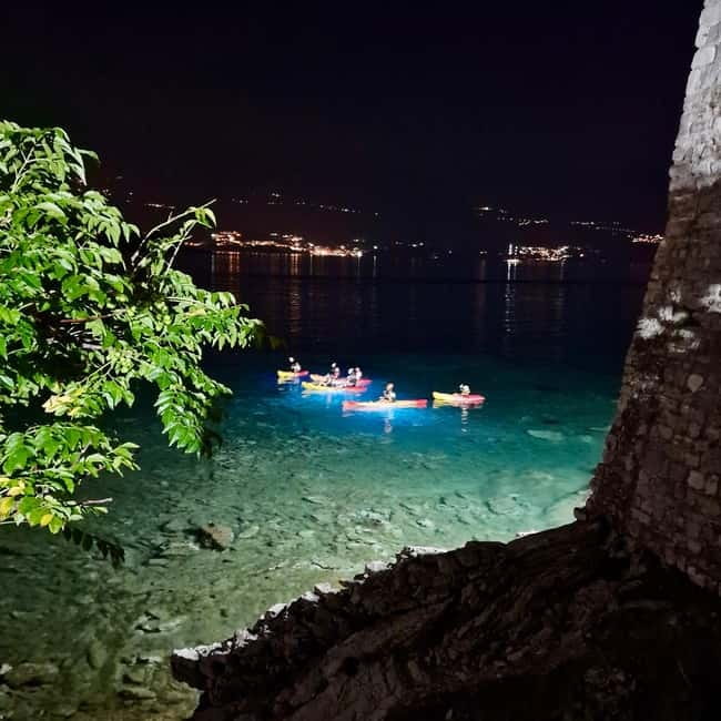 Budva: Night Lights Kayaking Tour - Paddling beneath the LED glow