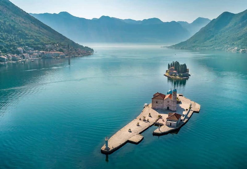 Kotor: Blue Cave with Kotor Bay Island and Submarine Tunnels - The former submarine tunnel