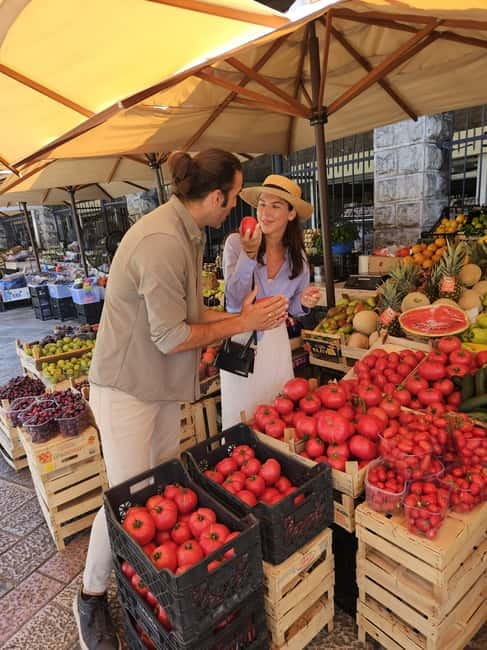 Kotor: Private Walking Tour with Wine and Food Tasting - The market stop and a taste of Montenegro