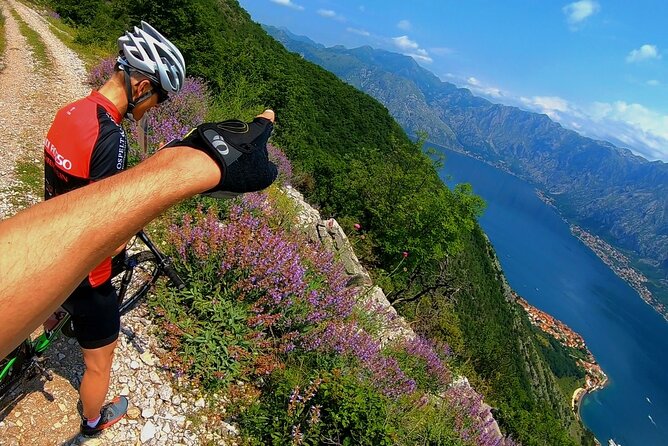 Mountain Biking on Vrmac peninsula - Panoramic view on Kotor bay - The climb to St Ilija peak