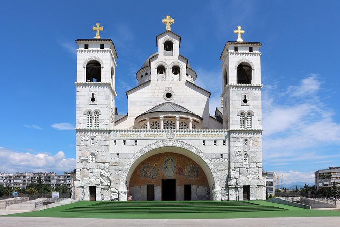 Podgorica Car Trip - Architecture, History, Wine tasting, Churches, Doclea city - The Resurrection Cathedral and modern Orthodox design