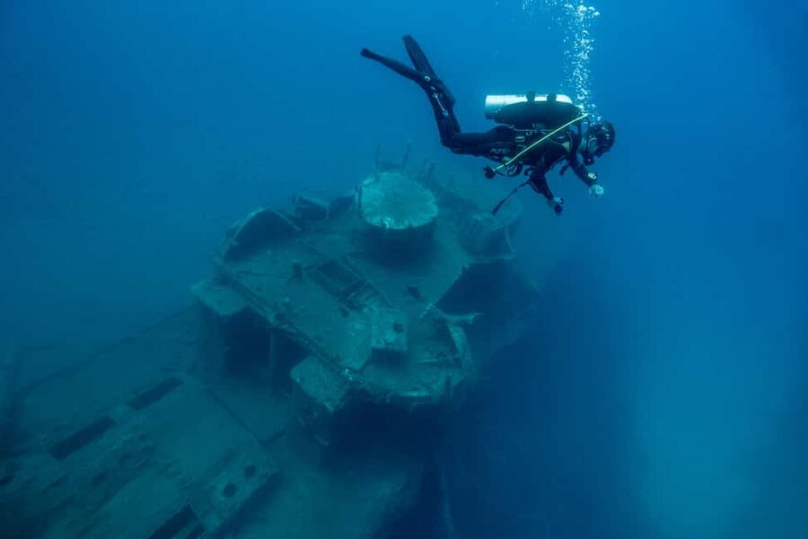 Try Scuba Diving from Boat in Budva - Budva Diving Center - Underwater near St. Nikola Island